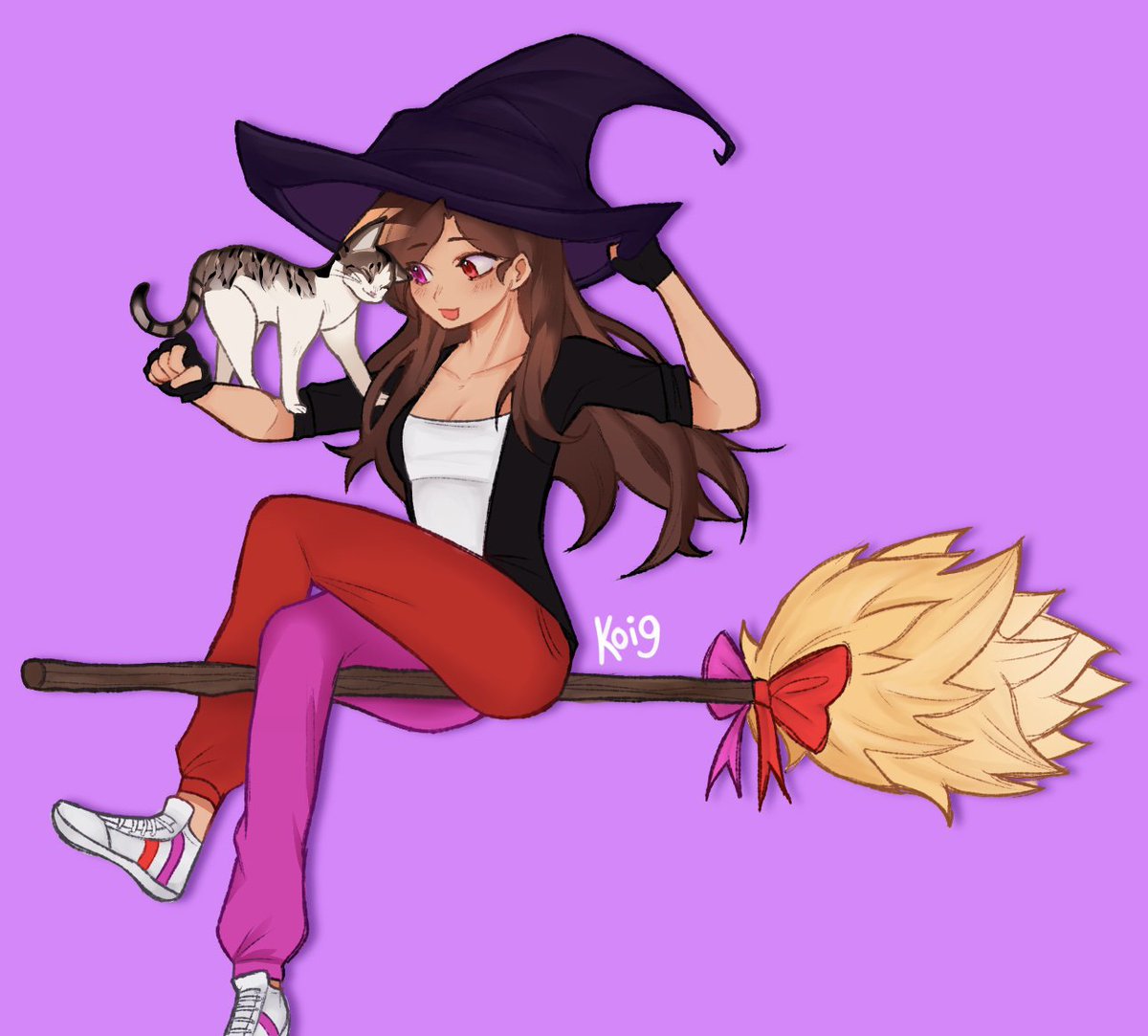 Thank you @koishrimp9 for this lovely Halloween artwork of Shaabloom and my cat Wednesday! 🎃🐾 It's absolutely adorable! 🥰
