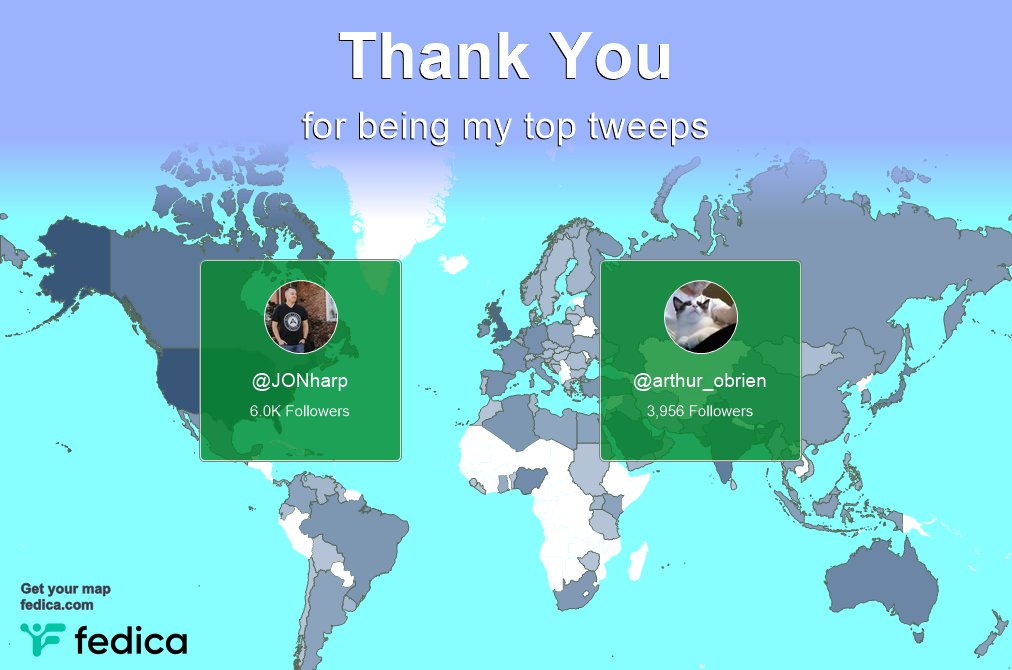 Special thanks to my top new tweeps this week <a href="/JONharp/">Jon Harp</a>, <a href="/arthur_obrien/">Arthur Obrien VEGAN</a>
