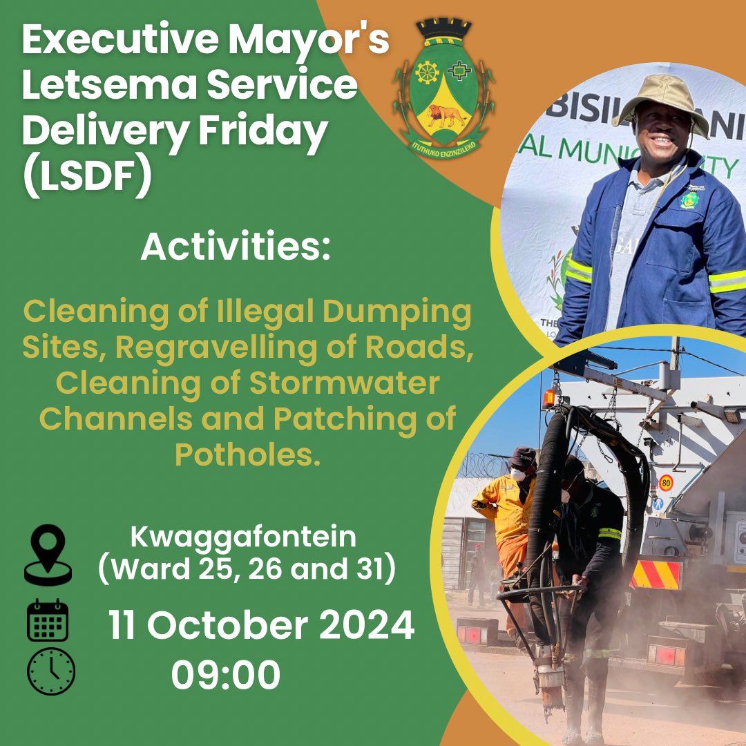 Thlm_Municipal's tweet photo. [UPDATE] Executive Mayor’s Letsema Service Delivery Friday.

#LSDF
#LeaveNoOneBehind
#LetsGrowThembisileTogether https://t.co/v03Bn50QDI