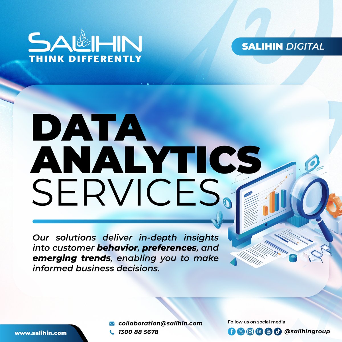 Transform your customer insights into actionable strategies.
.
Understand your customers like never before with SALIHIN's data analytics services. Our solutions provide deep insights into customer behavior, preferences, and trends.
.
#SALIHIN #SALIHINThinkDifferently