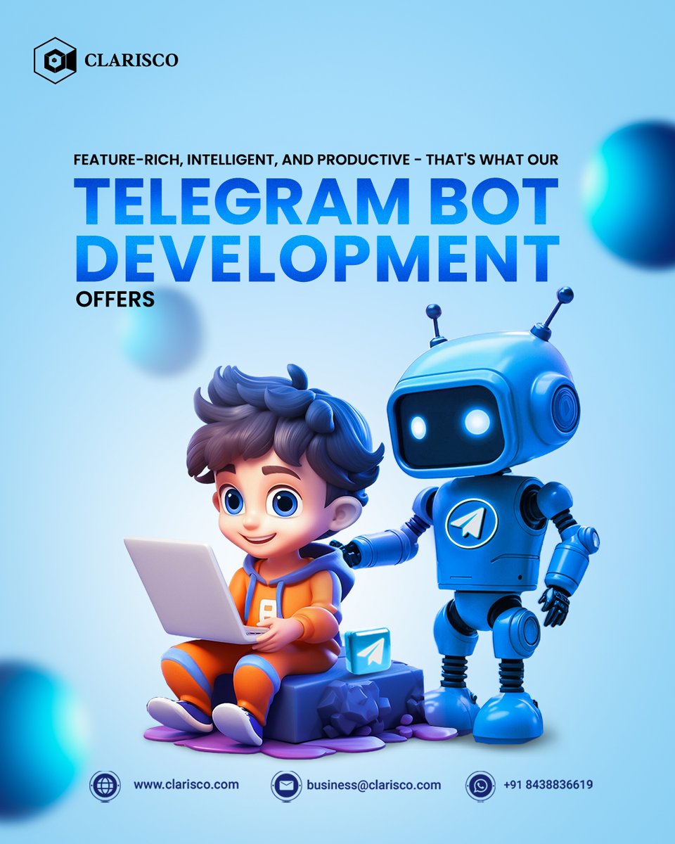 ClariscoSol's tweet image. Use our advanced 'Telegram Bot Solutions' from us to improve your customer engagement.
bit.ly/3yXEdnk
#clarisco #TelegramBotDevelopment #BotDevelopment #TelegramBots #ChatbotDevelopment #BotSolutions #TelegramAutomation #CustomBots #BotDevelopmentServices #Telegram
