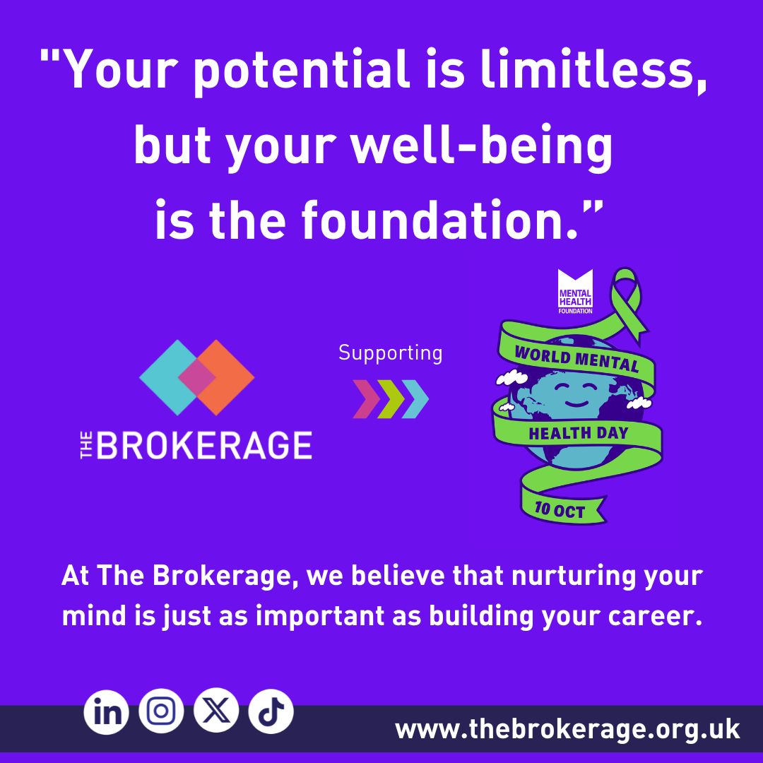 The Brokerage (@the_brokerage) on Twitter photo "Your potential is limitless, but your well-being is the foundation.
At The Brokerage, we believe nurturing your mind is as important as building your career." - The Brokerage.
<a href="/mentalhealth/">Mental Health Foundation</a>
🌟 #WorldMentalHealthDay #YourWellbeingMatters #NextGenTalent "Your potential is limitless, but your well-being is the foundation.
At The Brokerage, we believe nurturing your mind is as important as building your career." - The Brokerage.
<a href="/mentalhealth/">Mental Health Foundation</a>
🌟 #WorldMentalHealthDay #YourWellbeingMatters #NextGenTalent