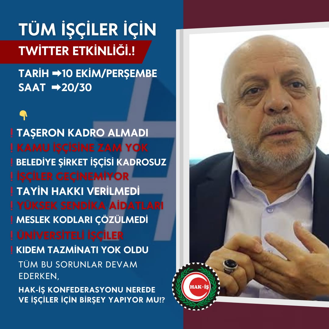 🗣️
Tüm İşçiler İçin,
Twitter Etkinlik Duyurusu❗

Bu akşam saat 20.30

👷İŞÇİLER SORUYOR❓

'İşçi mağduriyetleri hızla artmaya devam ederken, işçinn itibarı yerle bir olmuşken <a href="/hakiskonf/">HAKİŞ KONFEDERASYONU</a> Nerede_?