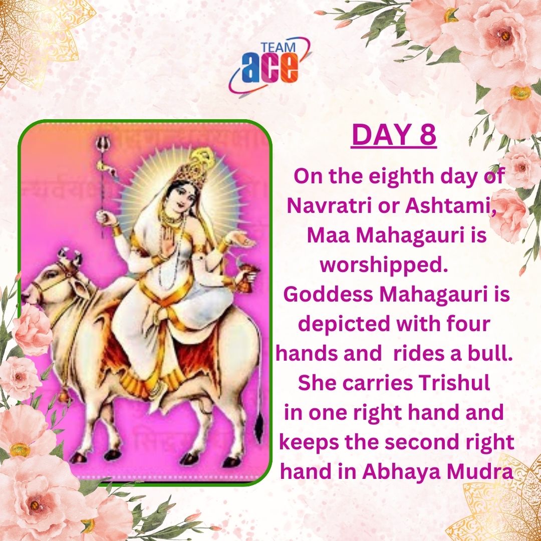 TeamACEHR's tweet photo. Navaratri DAY 8- Maa Mahagauri https://t.co/9scyzQ5XgO