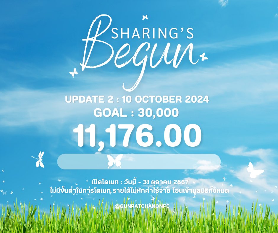 GunRatchanonFC's tweet photo. SHARING'S BEGUN 🧚🏻🤍
28th GUNRATCHANON BIRTHDAY PROJECT 2024
✨ UPDATE ครั้งที่ 2 : 11,176.00 ✨
ตั้งแต่วันนี้ - 31 ตุลาคม 2567 🧡
**ไม่มีขั้นต่ำในการโดเนท**
#PROXIEGun
#PROXIEth
#28thBDGunSharing #RATCHANON28BIRTHDAY https://t.co/AUdnwCL1zk