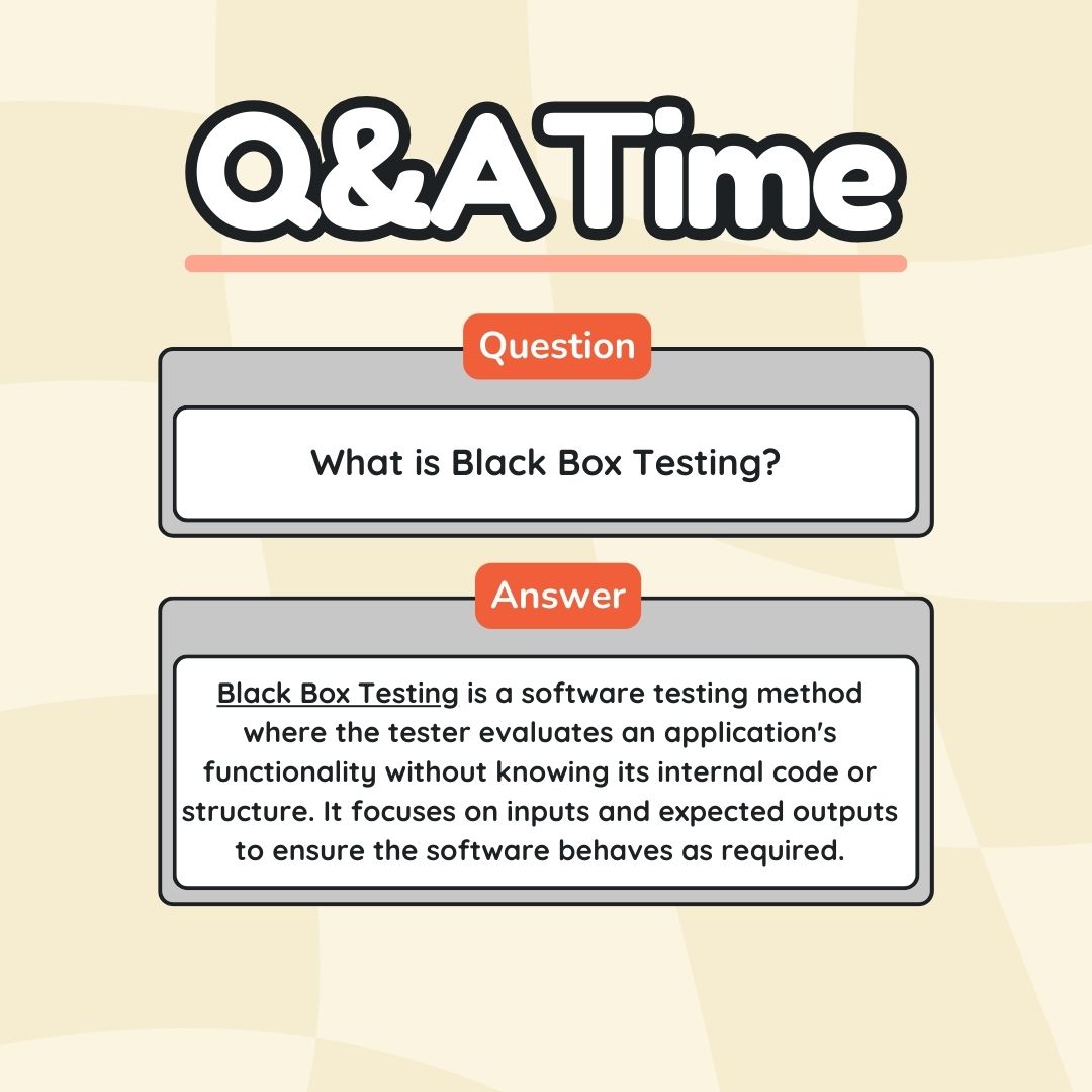 shivanshi770_'s tweet image. Interested in #SoftwareTesting? Start with Black Box Testing! Evaluate an app’s functionality without knowing the code. Ready to learn software testing?
.
.
Visit: bit.ly/4eTL1l0
#LearnSoftwareTesting #TechTips #QA #TestingSkills