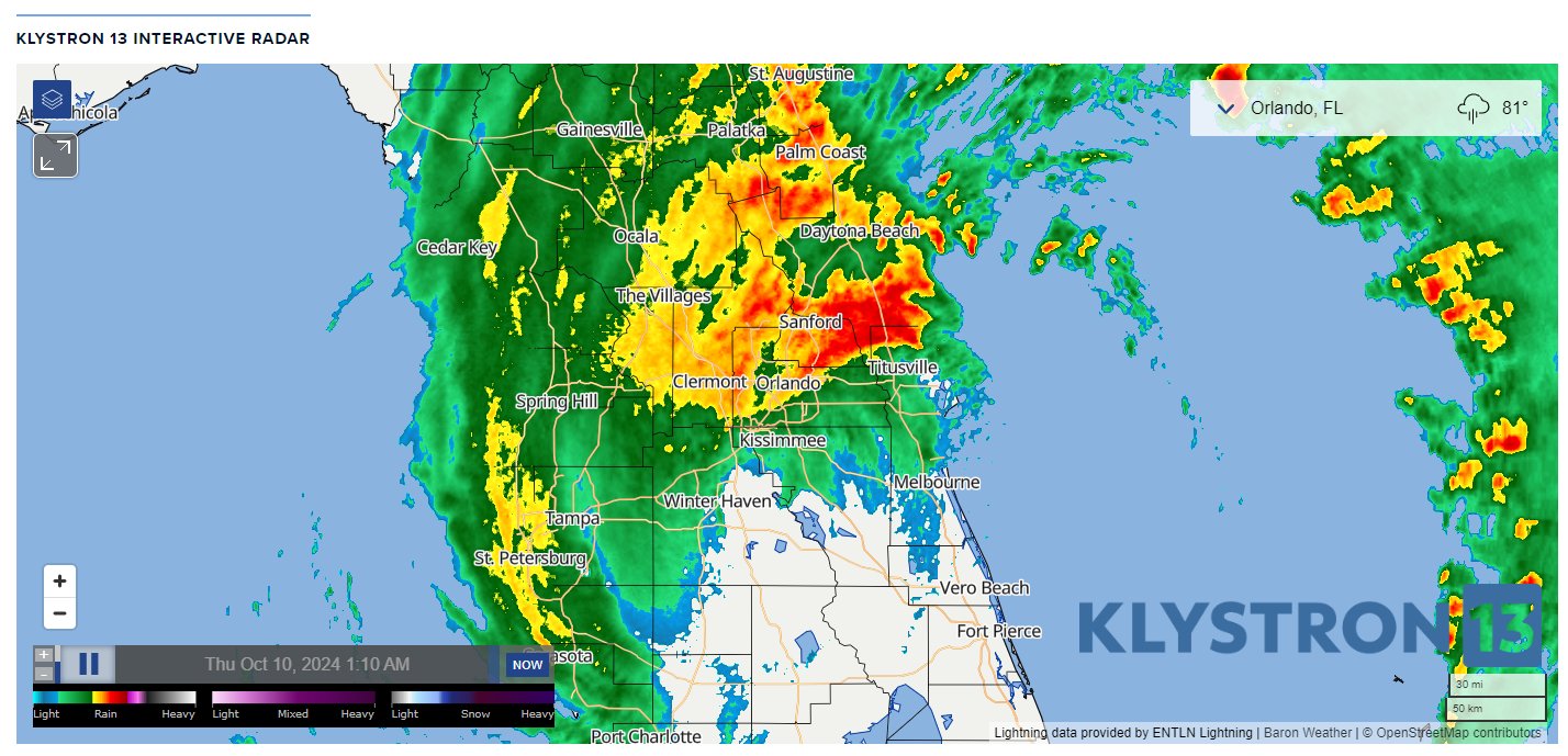 Greg Angel on X 1 15 AM With Hurricane Milton trekking across Florida here are some local Peak Wind Gusts reported so far 63 mph Leesburg 68 mph Melbourne 74 mph Orlando Downtown