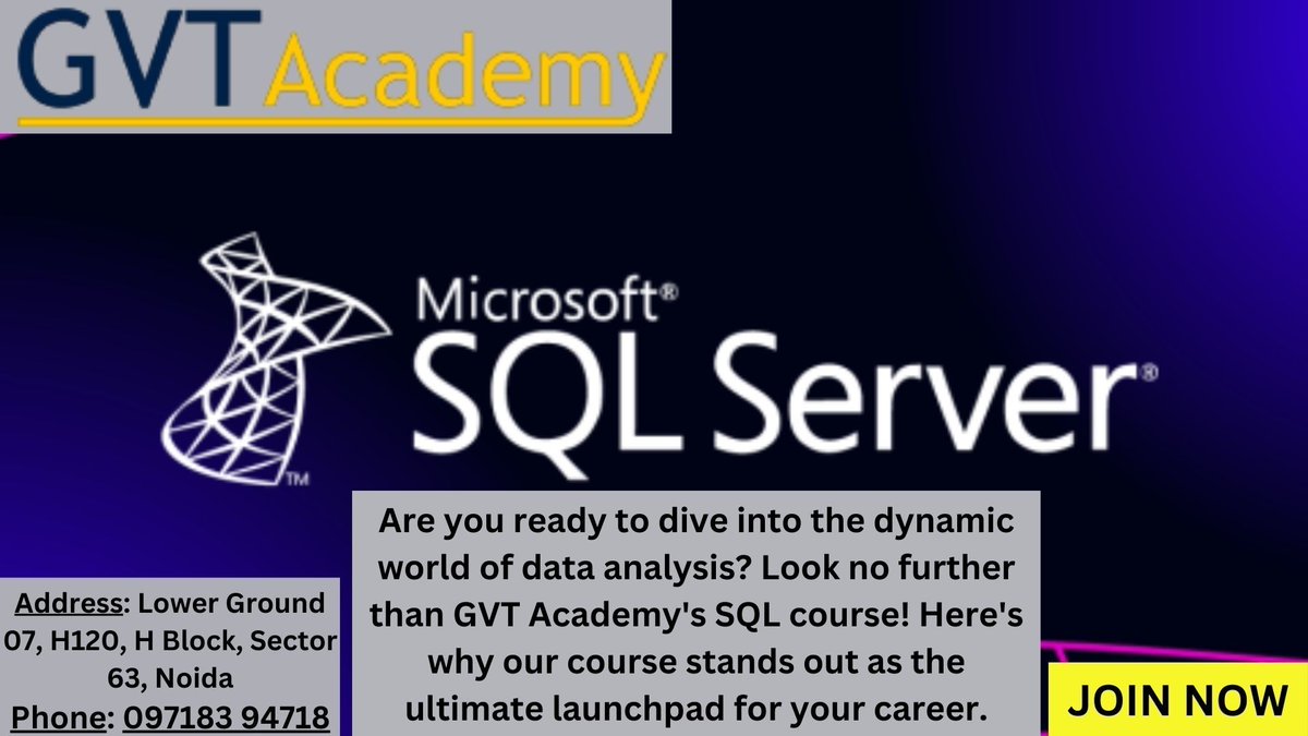 GVTAcademy's tweet image. linkedin.com/pulse/master-s…
#sqlcourse #datamanagement #learnsql #datascience #databaseskills #careerdevelopment #gvtacademynoida #dataanalysis #ittraining #dataskills #sqltraining #techeducation #handsonlearning #datadriven #upskill