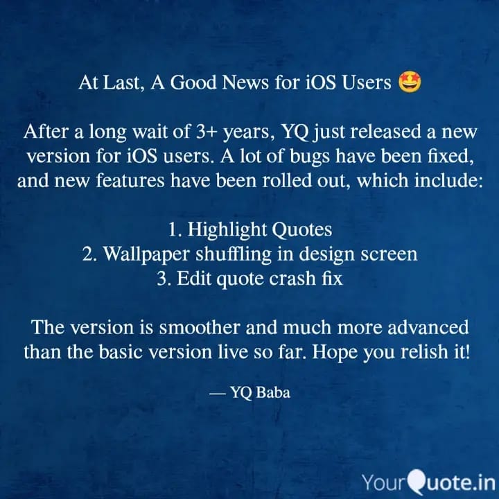 At last, ios users get the much awaited update.