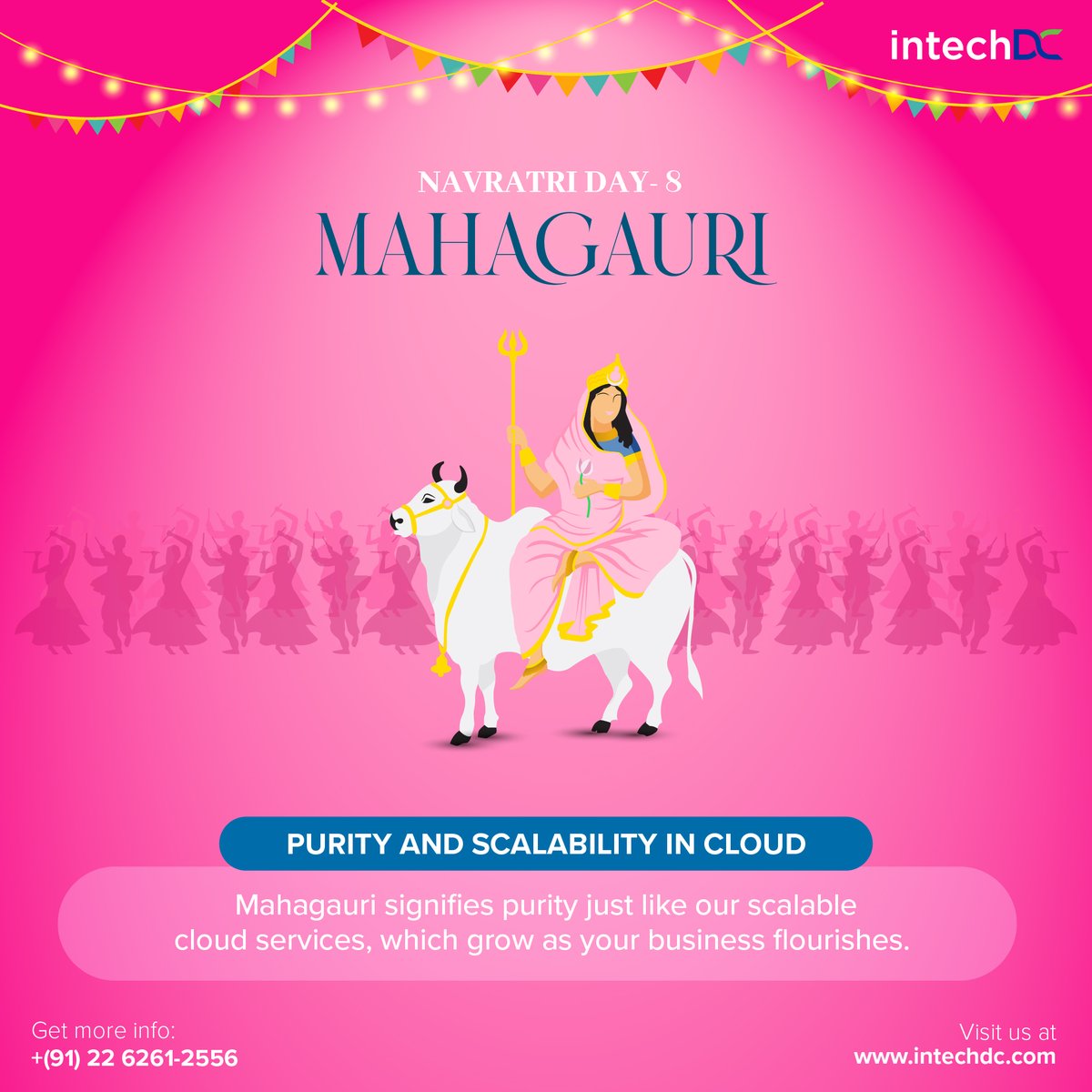 DcIntech's tweet image. Purity meets power on Mahagauri&apos;s day—just like our cloud services that scale to meet your growing business needs. Wishing you a blessed 8th Day of Navratri! 💫📈
.
 #Navratri2024 #CloudScalability#8daynavratri #mahagauri #cloudhosting #mumbai