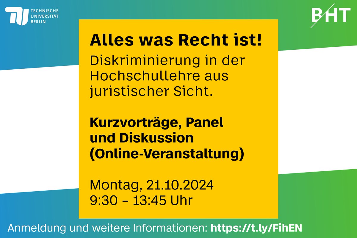 📢 Welche rechtlichen Rahmenbedingungen und Gebote gelten für Lehrende und Verantwortliche? Wie können diese relevanten und gesetzlichen Rahmenbedingungen noch stärker in der Hochschullehre sowie Personal- und Hochschulentwicklung berücksichtigt werden? 👉 t.ly/FihEN