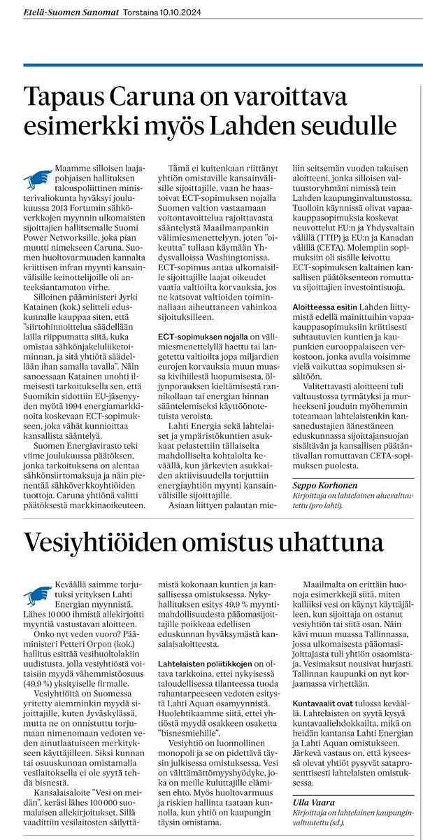 Hyviä kirjoituksia yleisö palstalla Etelä-Suomen Sanomissa. Hallituksen on syytä muuttaa lakiesitystä, muuten luottamus romahtaa hallituksen työhön.