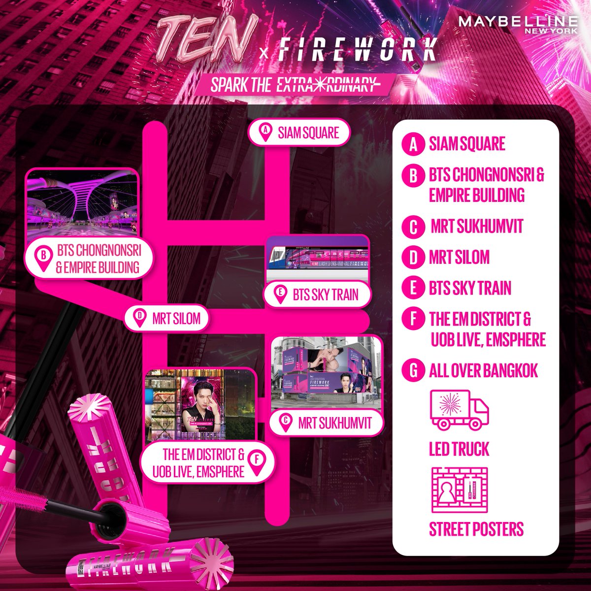 ย้อมทั้งเมืองเป็นสีชมพู 💗💜เพราะทุกพื้นที่จะมีแต่ TEN x Firework
📍 แจกพิกัดพลุดวงตาทั่วกรุงเทพฯ

TEN FIREWORK MAYBELLINE
#TENxFirework

#MaybellineThailand