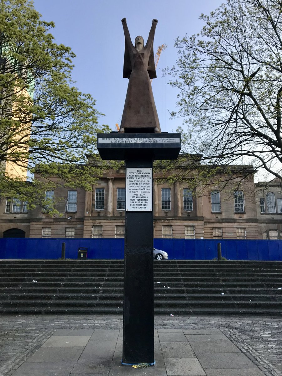 MurphyNiallGLA's tweet photo. One thing which did emerge from the ‘Meet Our Waterfront’ consultation is La Pasionaria, my favourite #Glasgow statue, will be temporarily moved. There’s an amusing backstory to her being on the banks of the Clyde as the Tory councillors were passionately opposed to it…. 1/2 https://t.co/8PtLNcroOh