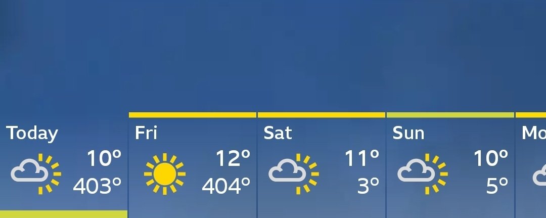 ShokerMotion's tweet photo. Not that I ever trust the #bbcweather app to be accurate, but something seems really off today... 14,804mph winds and lowest temperature of 403oC! 😳 https://t.co/7w8Hnpr5ik