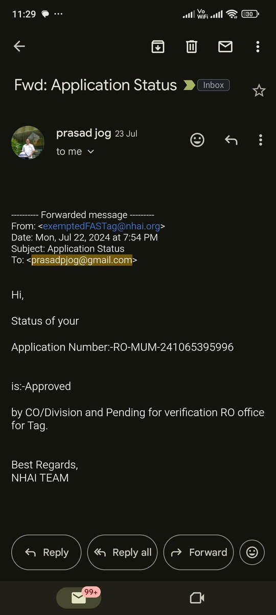 ritzjog's tweet photo. @nitin_gadkari @NHAI_Official
We have applied for the exempted FasTag for my differently abled father in May. When we checked the status of our application it said the documents have been verified by the authorities. It's been five months.
Can you please look into this matter? https://t.co/6yrOYlPQWB