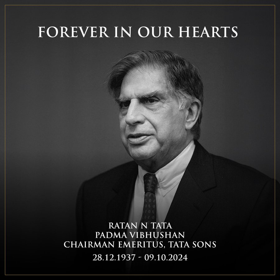 Rukaiya_khanam's tweet photo. Words fall short today.

Mr. Ratan Tata's
profound humanity and selfless compassion shall always inspire us. 

He will forever be remembered as our beloved mentor.

Heaven received a precious soul today❤️🥺
#RatanTataPassedAway #RatanTata #RestInPeace #RatanTataSir
#रतन_टाटा_जी https://t.co/yaggqk8yjH