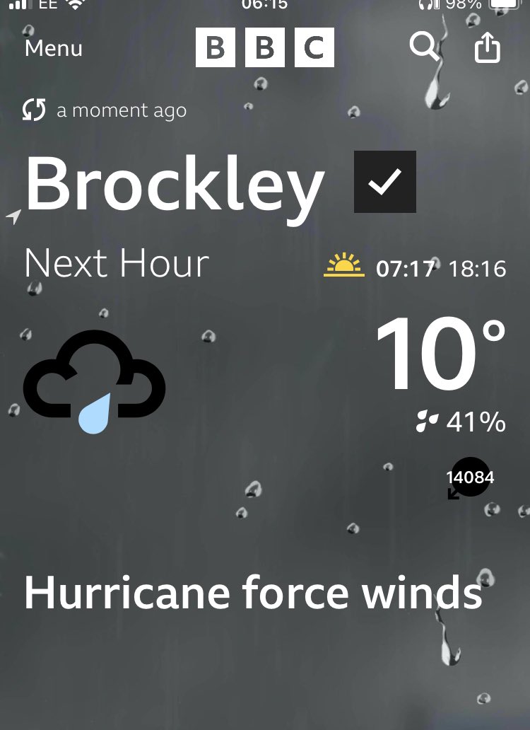 Windy. 14,084 mph in SE London.