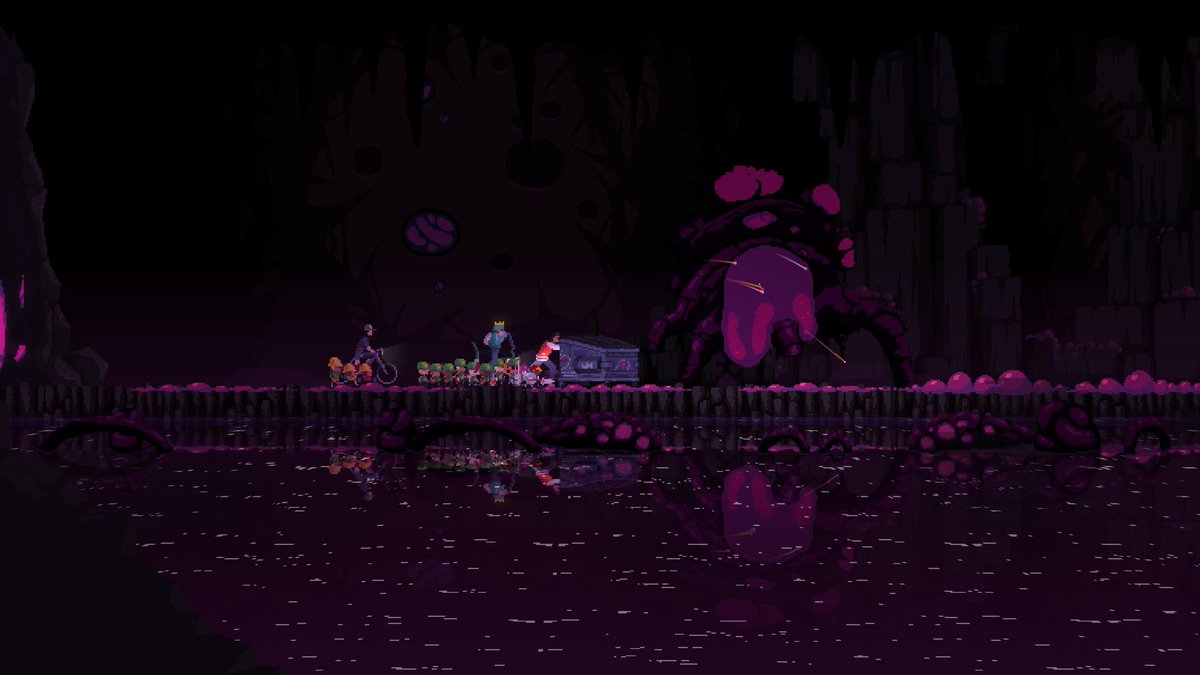 #JustBeatIt <a href="/polykill/">polykillpodcast.bsky.social</a> Kingdom Eighties. A stunningly gorgeous pixel art sidescrolling tower defense basebuilder. Gahter your friends and some kids to build and defend your base. Collect gear to move on to the next location and lastly rescue your city from the alien thread. Great!