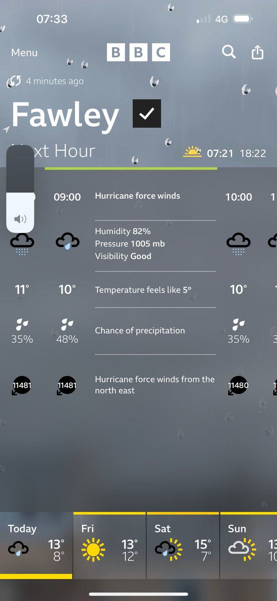 So <a href="/bbcweather/">BBC Weather</a> predicting 1000+mph winds in Hampshire today. Don’t think I’ll bother with an umbrella or hat today then. Ha