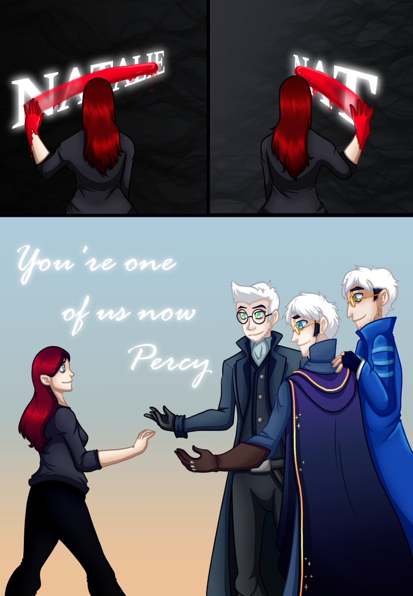 AmarathRohmdyre's tweet photo. It's time to reintroduce myself.

My name is Percival Af Caleb Veil.

My name was chosen in honor of the characters who changed my life in ways that I don't openly admit enough.

Percy de Rolo, Caleb Widowgast, and yes, Abigail Flowers, A.K.A Af.

It took blood, breakdowns, and a painful reality check to find myself at home amongst the dashing blue tailcoats, the eccentric awoo, and the dirt wizard flames. It all started in 2020 with a one-shot and a cosplay.

Af may not be as well known to Critters, if you've never seen the Cinderbrush one-shot you probably have no idea who I'm talking about. This absolutely animated in every way teenage werewolf was actually the one who taught me I was nonbinary, as odd as that may sound. Much like how Caduceus Clay taught me I was ace, hearing the way he described himself and his thoughts, Af did the same thing. From the first "My name's not fucking Abigail, okay? It's Af, those are my initials", to learning more about Ally themself (my original ENBY icon, don't @ me, they changed my life 🥺) it all started to make sense. I love that werewolf with every fiber of my being, and miss them so much. They started my non-binary journey, and I found a forever home for them in my own name.

After this revelation (that I was still in denial about), I decided I was going to make a polymorphed Percy in a ballgown. I blinked, and it was ready. I wore it proudly to a convention in Denver. I met someone I will love and miss forever who knew me from the start. She called me 'Percy', and it was the very first time I'd heard that name assigned to me. 

From there, I wore that costume and a modified one that was more true to screen, for two more years. Every time someone yelled "Percy!" to get my attention, I felt a lightness that I hadn't been able to feel after years of struggling with my identity.

Then I heard my deadname, on repeat, from one person I never should've allowed in my life. The breakdowns and confusion that followed led to my discovery. The name Percy, I didn't just want to wear it with the white hair and golden glasses.

I wanted to wear it forever. 

I've struggled a lot with CR for several years, and associating myself so directly with Percy was hard. To hear his name and think of myself, I had to fight through a lot of inner turmoil where my fears fought hard to keep me from embracing them.

Jade was the first to show me how badly I wanted to wear the name. From there, it became normal in my small circle. I was Percy. 

Then came the full name of Percival, as I work in the legal field. I wanted something more professional to stand under, and Percival fit just fine.

Caleb came along shortly after, a name I'd first given to my little Goldendoodle puppy. I realized I had a love for Caleb, tied to Jade who was my Mollymauk. When she died, I took Caleb as my middle name so that I would always be holding my Molly.

Veil came last, and it may seem like it has no tie to CR. To you, it won't, but to me, it does. For these years I've been suffering my phobias, there has been a veil between me and my love for Critical Role, for these actors and their creations. That veil has led to resentment at times, anger at others, and sorrow more than anything. I miss them, I miss watching them, I miss being able to hear someone say 'Taliesin' without feeling like I need a place to hide. 

That veil has been the most painful part of my adult life. Percival Af Caleb Veil has changed that veil's opacity. 

Choosing these names, and aligning myself with Percy and Caleb, I've chosen to look through the veil to see Taliesin, Ally, and Liam regardless of how terrified I am, to let what they made give me a purpose. 

That veil won't stay forever, it'll be torn down in due time. Percival Af Caleb Veil will always remember that it was there and that it was slowly overpowered by a new sense of self.

I'm non-binary, I'm asexual, and I'm happy with who I really am. 

My name is Percival Af Caleb Veil, but you can call me Percy.

#ComingOut #Nonbinary #ENBY #NewName @executivegoth @agbeardsley @VoiceOfOBrien @CriticalRole #percyderolo #critters #criticalrole #percy #criticalrolefanart #Af #Cinderbrush #CaduceusClay