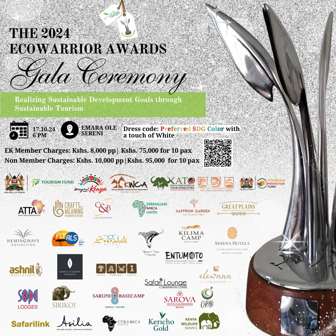 🌟7 Days to #ecowarrior2024 Awards Gala Ceremony!!

🌍The theme is Realizing Sustainable Development Goals through Sustainable Tourism.

We welcome and appreciate our latest sponsors!🥰
<a href="/TourismFund/">Tourism Fund</a> 
@Tourism Promotion Fund 
<a href="/KerichoGold/">Kericho Gold</a> 
<a href="/KWSKenya/">Kenya Wildlife Service</a>   

 +