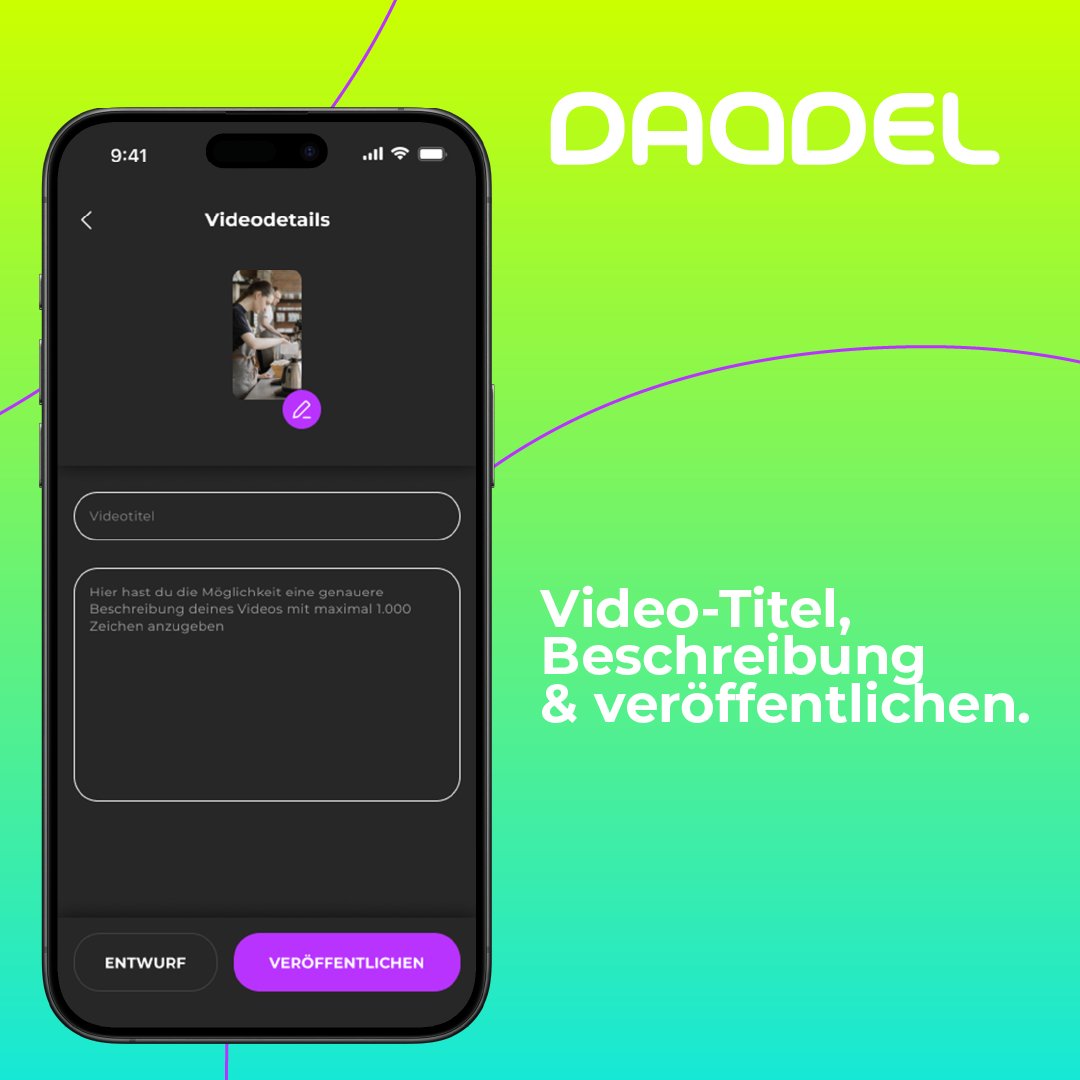 daddel_org's tweet image. Nehmt Euer Video auf, schneidet es, bearbeitet es und verseht es mit Musik aus unserer Musikdatenbank - alles direkt in unserer App.  ⭐

Wie einfach war das denn? 👏

#ShortClips #Video #Videoaufnehmen #Videohochladen #Vorstellung #Talents #Fähigkeiten #Mitarbeiterfinden
