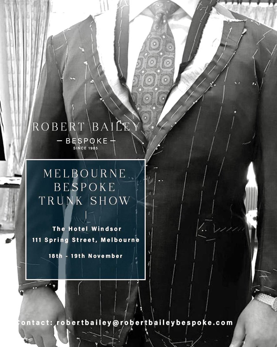 RobBaileyTailor's tweet photo. #traditionalbespoke #artisan #robertbaileybespoke #craftsmanship #bespoketailoraustralia #suit #exclusive  #melbournetailor #sportscoat  #sydney  #purebespoke #luxurylifestyle  #bespoke #madebyhand  #trunkshow #oztrunkshow #melbourne #australia #australiatrunkshow #hotelwindsor https://t.co/PeZ7fQga9T