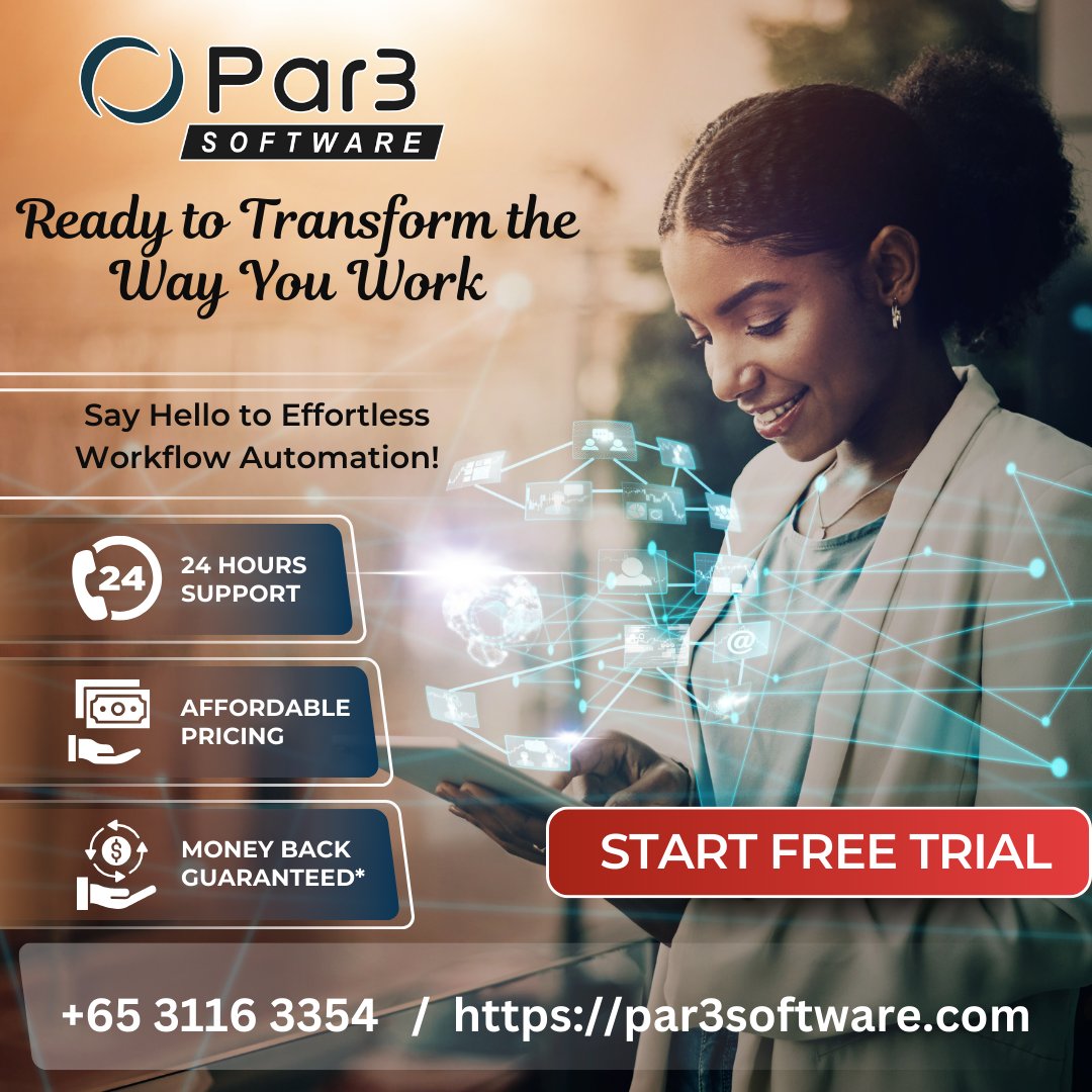 par3software's tweet image. Ready to Transform the Way You Work? Say Hello to Effortless Workflow Automation!
🔗 Try It Free for 14 Days!
par3software.com
Call :  +65 3116 3354
#par3software #workflowtool #Flowave #AutomationTools #singapore
#Automation #Productivity #Efficiency #BusinessTools