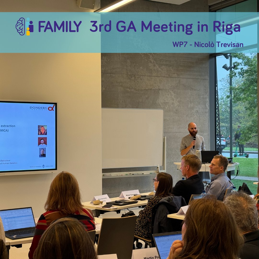 #WorkPackage7 started by sharing their results on multimodal integration and individual prediction - plenty of data to dive into! 💻😎 
Thank you to <a href="/MR_CFBeckmann/">Christian Beckmann</a>, <a href="/lennart_oblong/">Lennart Oblong</a>  &amp; Nicolò Trevisan for presenting your findings. 👏

#FAMILY_EU <a href="/DondersInst/">Donders Institute</a>