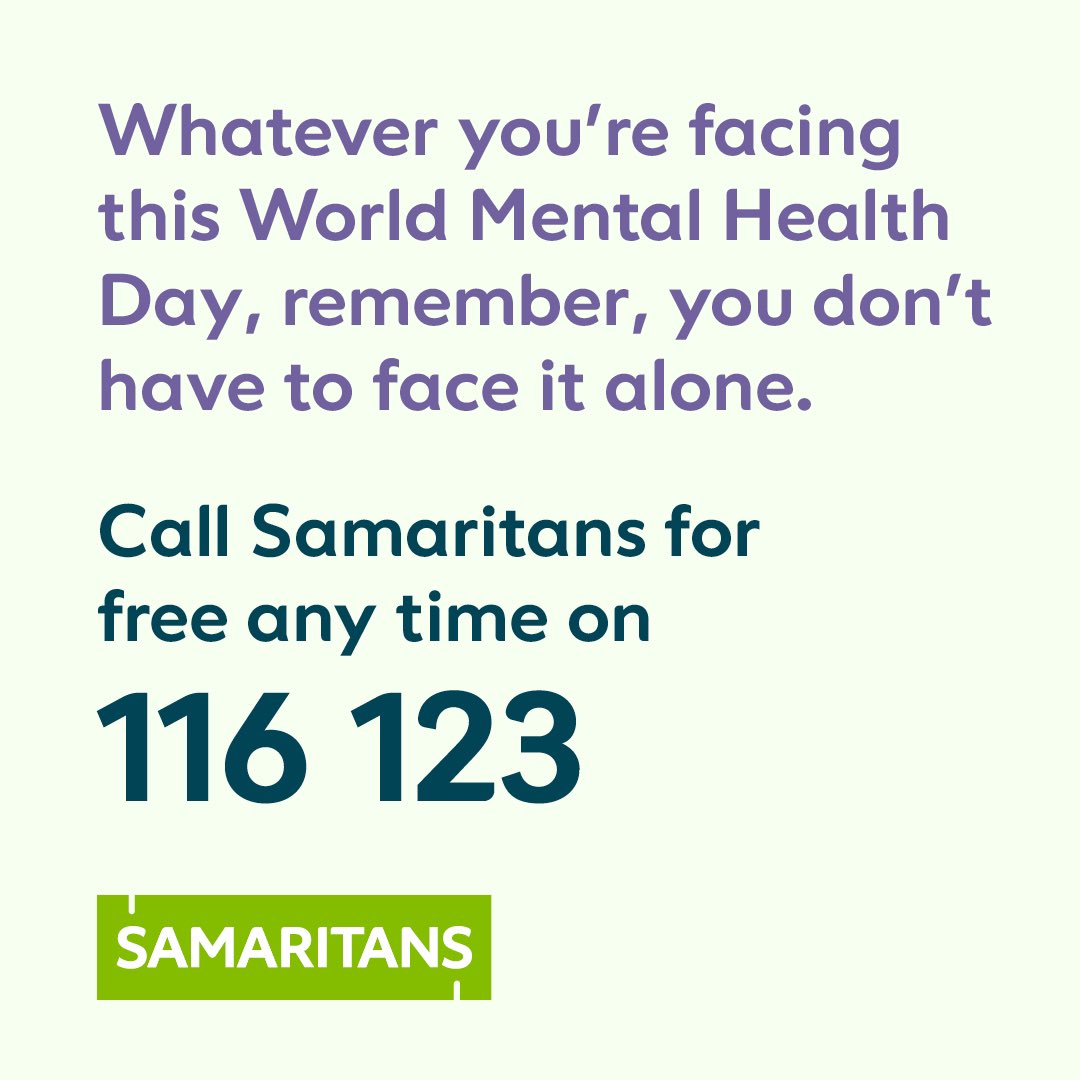 Whenever you need to talk, we’re here for you no matter what 💚

#WorldMentalHealthDay