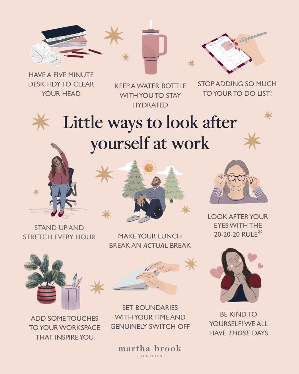 Happy World Mental Health Day 💗 The theme this year is workplace mental health, so we thought we’d help with some little ways to look after yourself at work. 🌿

As always, feel free to share. Or this is a really good post to save for when you need it. ❤️ #WorldMentalHealthDay