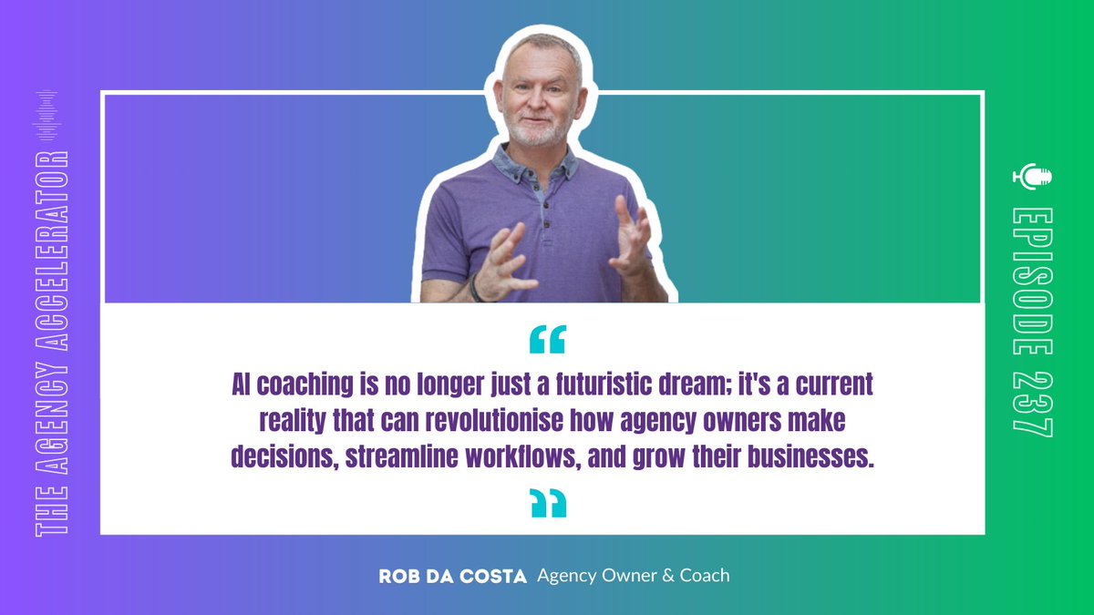 Discover how in our latest episode! If you're juggling too much &amp; seeking strategic guidance, this is a game-changer: 
- Instant, tailored advice 24/7
- Cost-effective coaching 
- Boosted efficiency &amp; growth
💡 Listen now: [pod.fo/e/2729e8]
#AICoaching #AgencyGrowth