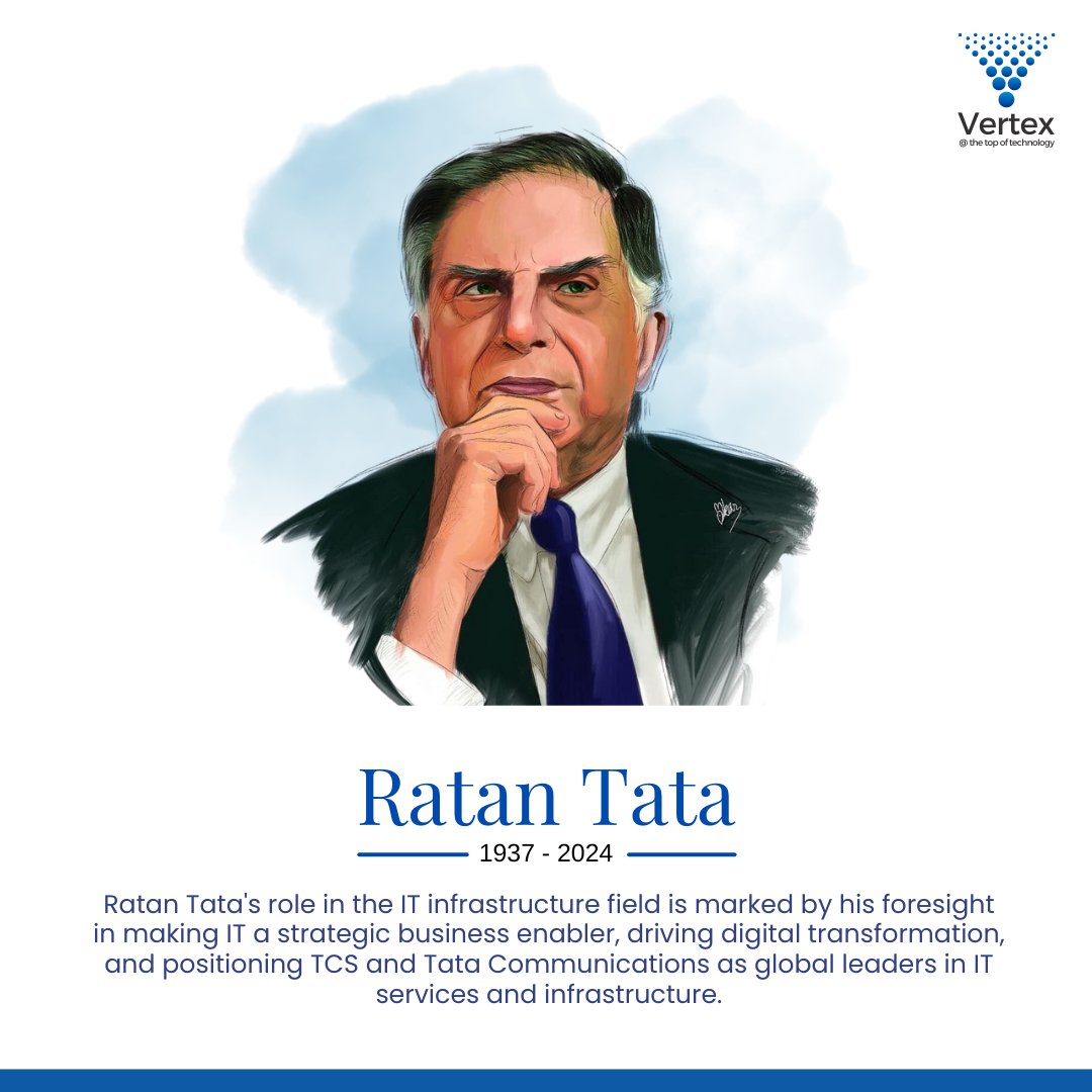 vertex_techsol's tweet image. Honoring the legacy of Ratan Tata, a visionary leader who transformed India’s IT landscape and left an indelible mark on the world of technology.🌐

Rest in peace sir!🙏