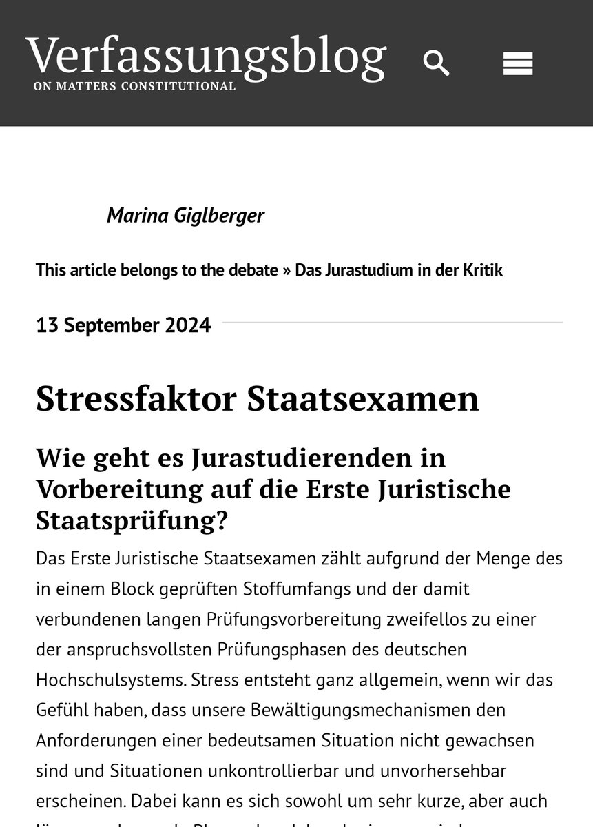 Auf dem Verfassungsblog wird zur Zeit eine Debatte unter dem Titel: “Das Jurastudium in der Kritik” geführt. Bringt euch in die Debatte ein. 

#iurreform #iurserious #esistZeit