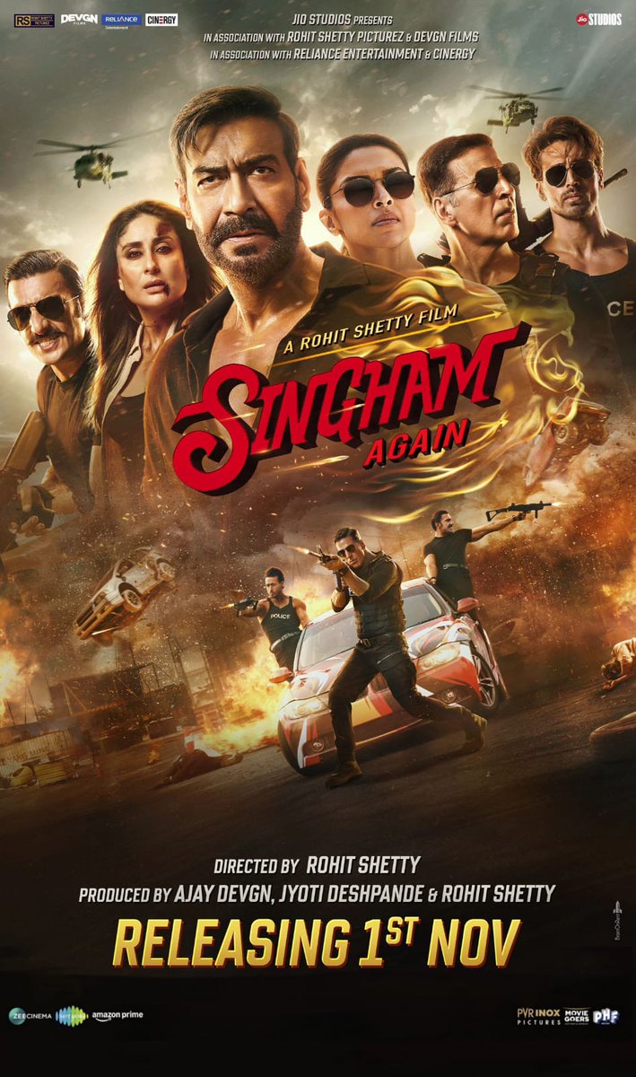 AdainKrish_'s tweet image. Ajay Devgn's Singham Again set to create BOX OFFICE HISTORY.
Where action meets emotion. Creating history, one frame at a time! Unmatched action, unparalleled drama. #AjayDevgn #SinghamAgain #BlockbusterAlert
