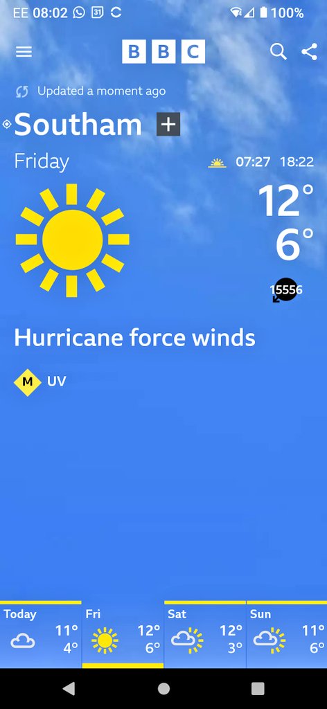 Sandyw61's tweet photo. @BBCGlos can you let the weather team know the weather app has been hacked same on all locations!! https://t.co/4mDhpZ8lfK