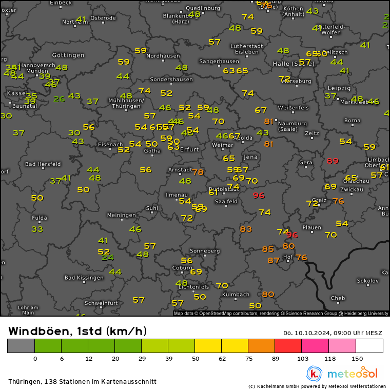 Kachelmannwettr's tweet photo. Auch im erweiterten #meteosol-Messnetz schwere Sturmböen, in #Thüringen z.B. in Oppurg bei Pößneck, Saale-Orla-Kreis mit 96 km/h. Weitere Werte gibt's für Plus-Abonnenten hier: https://t.co/tz7mqyd7qP /FA

#Sturm #KIRK https://t.co/J9EDzfP8nP