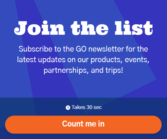 📰 Our newsletter is out! If you are not one of our lucky subscribers, this is your chance to receive it too! 👇 

Join the list in less than 30 seconds and get the latest updates directly in your mailbox every quarter. 📫 

👋 Welcome to the GO community: 082wqxk81i7.typeform.com/to/N98ZlsL0