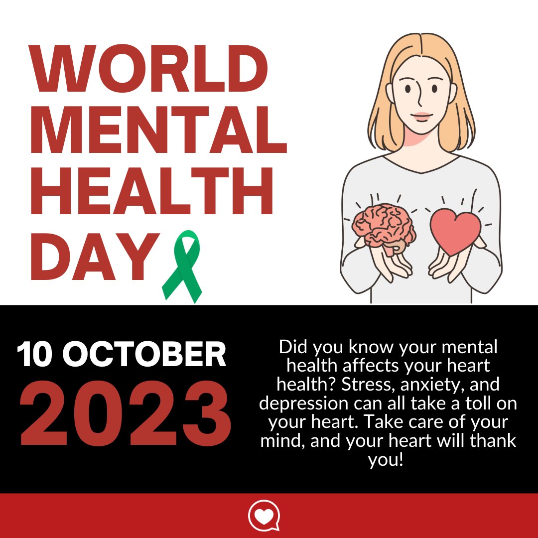 🌍Today is #WorldMentalHealthDay! 🧠💙 A reminder that mental and #hearthealth are deeply connected. Stress and heart challenges go hand in hand. Need #support? Check out our mental health course at HeartLife Academy &amp; join our FB Support Group. You’re not alone!