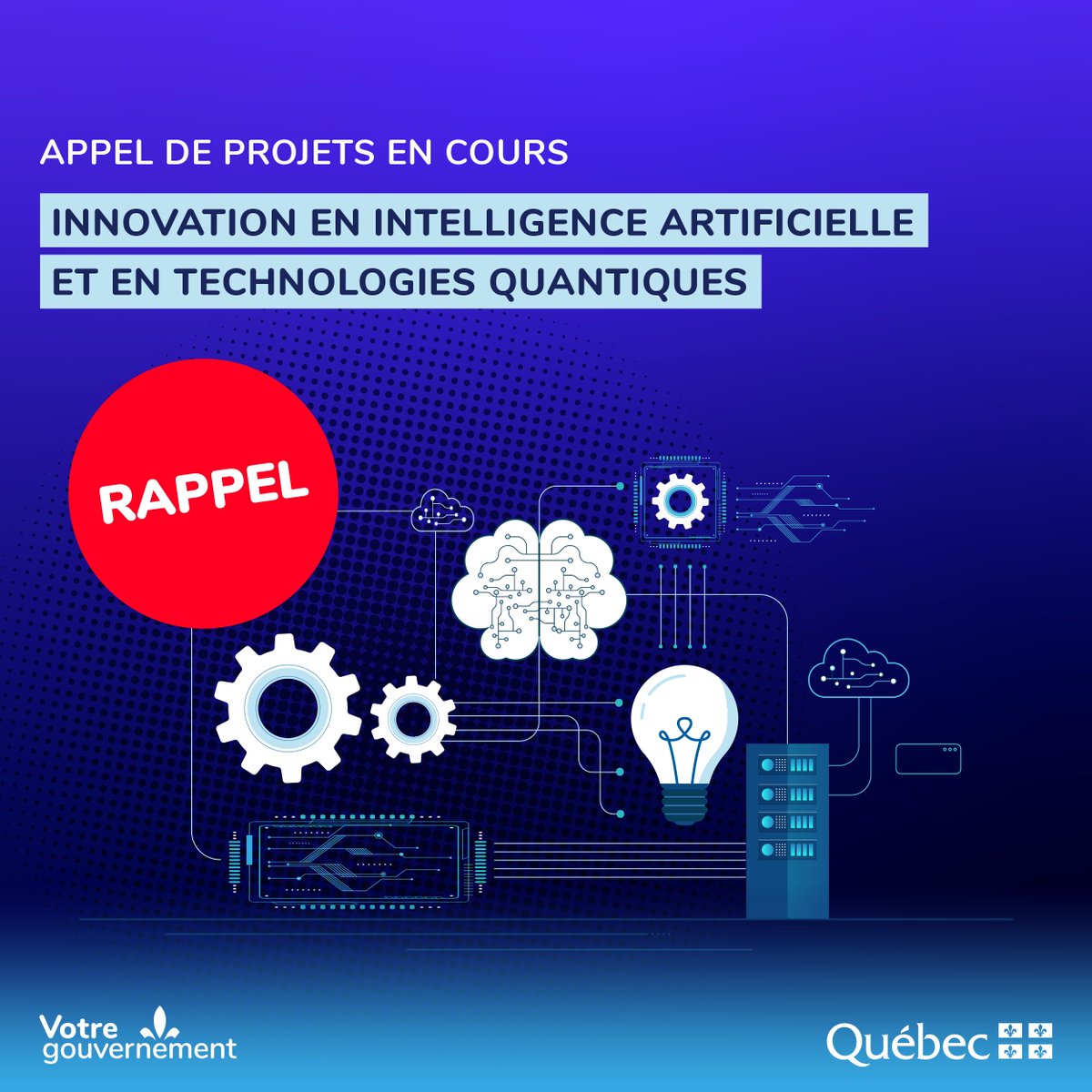 economie_quebec's tweet photo. Rappel : la date limite de dépôt de dossier à l’#AppelDeProjets d’#Innovation en #IA et en #TechnologiesQuantiques est le 15 octobre.
Date de dépôt suivante : le 15 avril 2025.
👉 https://t.co/ycAchDA63a
#SQRI2 https://t.co/9mDPi8julK