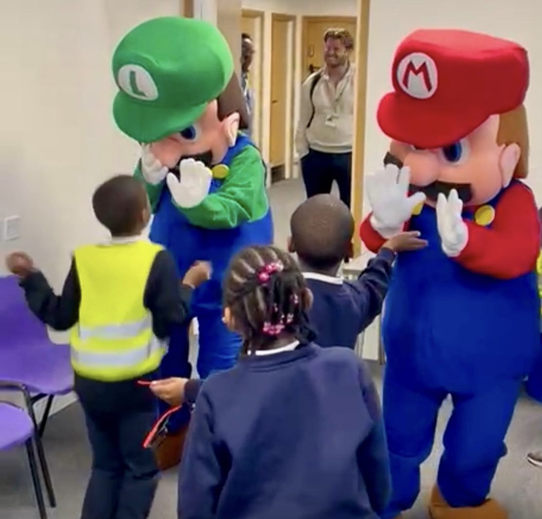 We had some very exciting visitors in our ARB. Mario and Luigi came to say hello and share some fun with our children 💚❤️💙