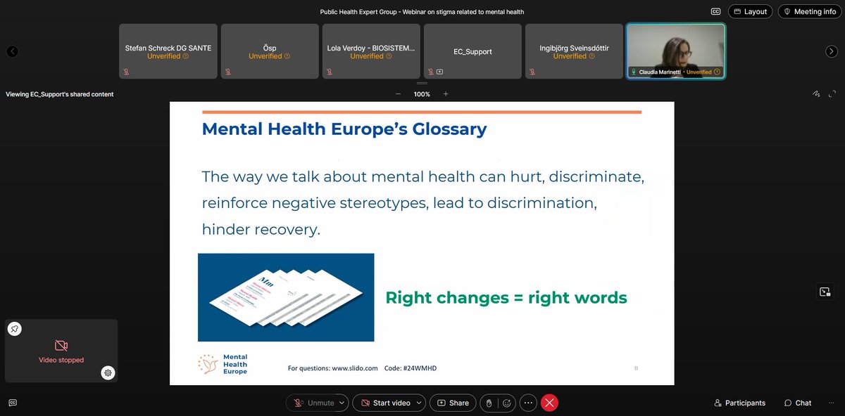 Our director <a href="/MarinettiC/">Claudia Marinetti</a> is discussing what matters when addressing stigma and discrimination in mental health.

Two key points are
👉 Ensuring we use non-stigmatising language
👉 Co-Create policy with key stakeholders

Resources;
Language - mentalhealtheurope.org/library/mhe-re…