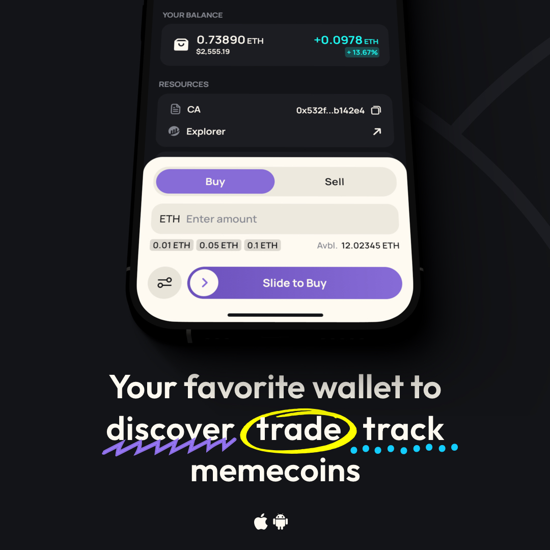 heyhandshake's tweet photo. 👋 Meet Handshake, your crypto wallet for everything #memecoins

Discover, buy, and sell meme tokens on #Ethereum, #Base, #BSC, #Blast, #Polygon & #Arbitrum —all within one app

Get it on your Android & iOS device👇