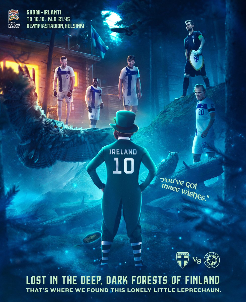 🇫🇮 v. 🇮🇪 | 𝑊𝑒𝑙𝑐𝑜𝑚𝑒 𝑡𝑜 𝐸𝑢𝑟𝑜𝑝𝑒'𝑠 𝑙𝑎𝑟𝑔𝑒𝑠𝑡 𝑓𝑜𝑟𝑒𝑠𝑡𝑠.🦉👋

Stadikan sauna on lämpeämässä illaksi. Annetaan vieraille kuumat löylyt ja otetaan kolme pistettä! 🔥

🎨: @rv_gfx

#Huuhkajat #FINIRL #UNLfi #NationsLeague #MeOlemmeSuomi