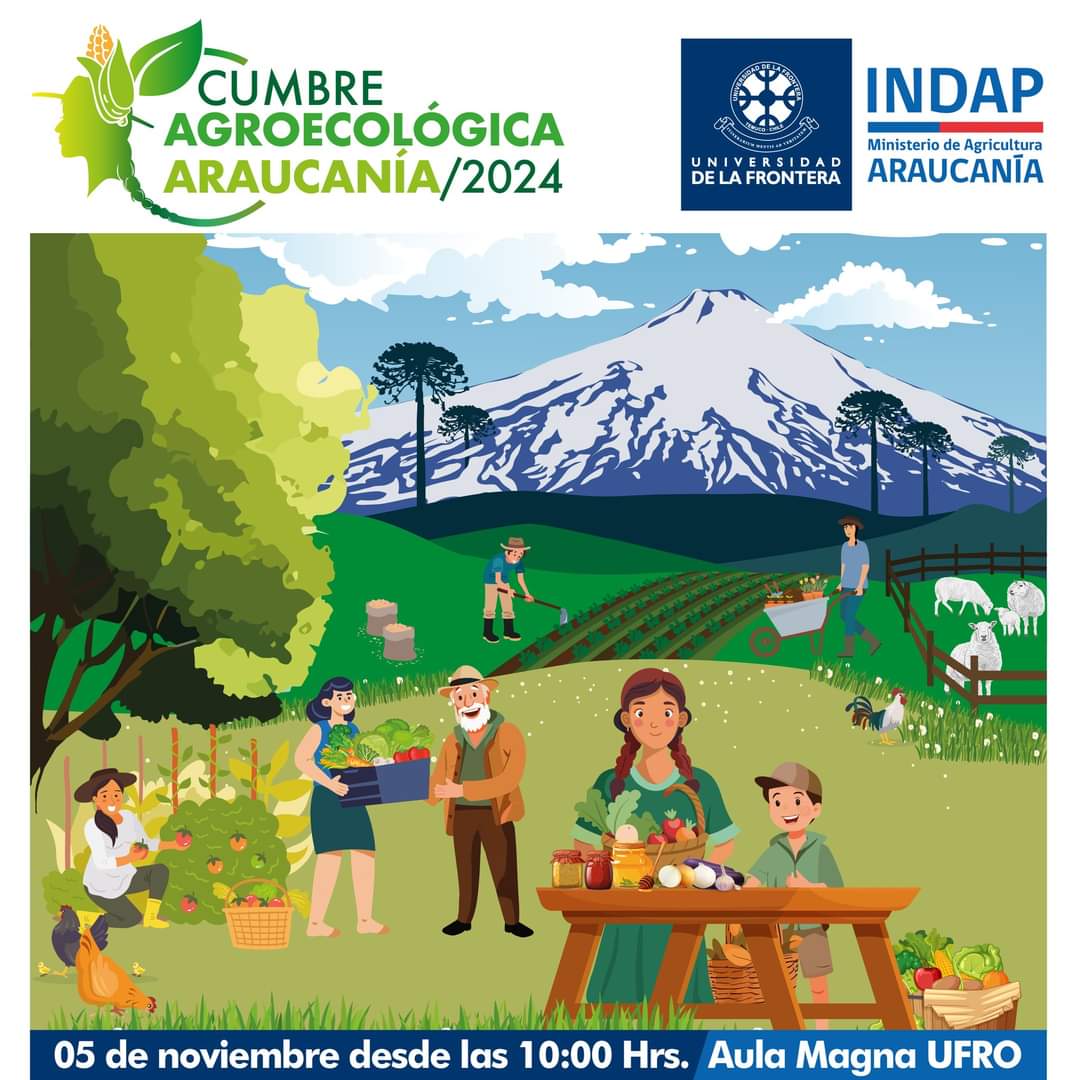 📢Atención ! No te quedes fuera de la Cumbre Agroecológica Araucanía 2024 !!
📌Este 05 de noviembre desde las 10:00 horas ⏰, en el Aula Magna de la UFRO.
Inscripciones aquí ➡️ shorturl.at/Kxcmi
Te esperamos!!!