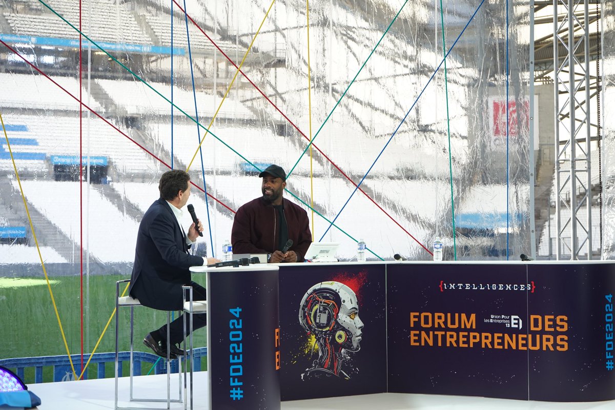 ⭐️ Le champion olympique Teddy Riner sur la scène du Vélodrome pour témoigner de son expérience devant les entrepreneurs marseillais réunis au #FDE2024