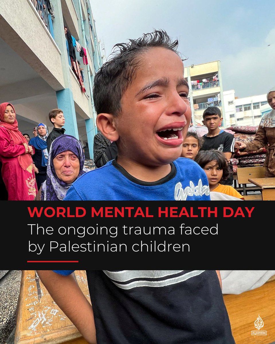 🧵 THREAD 

On #WorldMentalHealthDay, we highlight the mental health crisis facing Palestinian children due to the war on Gaza, years of Israeli occupation, and forced displacement.