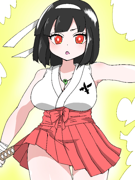 「ゲーマーが妖怪退治やってみた!の巫女ちゃんです 」|上下のイラスト