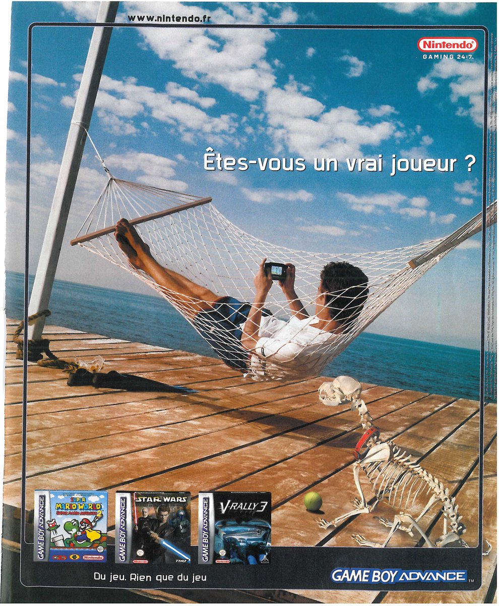 AllmightoFranky's tweet photo. La publicité du jour,bonjour!Des pubs diverses et variées,vues dans le #Nintendo le mag officiel d'octobre 2002 (oui oui 22 ans déjà)!Deux pages pour la #GBA avec des jeux sympas,de l'Action Replay pour #GameCube avec #BigBen et #MXSuperFly avec #RickyCharmichael sur le Cube! https://t.co/P4bbUa8EUH
